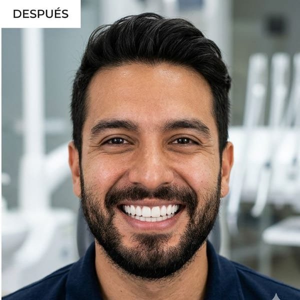 Sonrisa del paciente después del diseño con IA